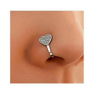 Fake piercing za nos, srebrno srce